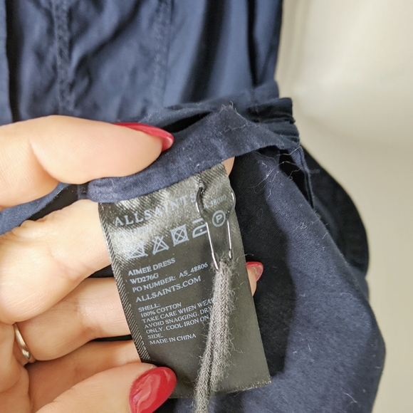 All Saints Aimee shirt dress navy blue cotton JJ - Picture 6 of 6